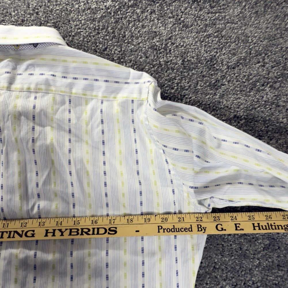 Robert Graham Shirt Men's M White Paisley Flip Cuff Button Up 15.5 Neck Vertical - Picture 11 of 12